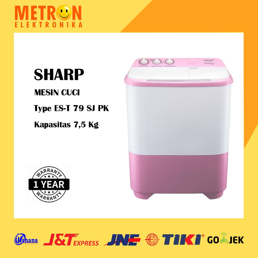 SHARP ES T 79 SJ PK / PURE MAGIC WITH HIJAB MODE / MESIN CUCI SEMI AUTO PINK / EST79SJPK