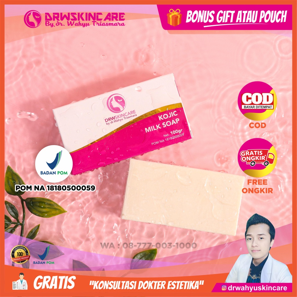 Sabun Kojic Milk dan Sulfur DRW SKINCARE ORIGINAL , Sabun Pemutih Kulit , Fungsi Tambahan Varian Koj