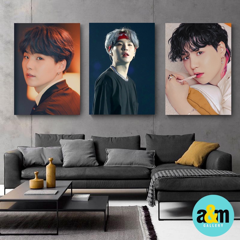 Poster Kayu SUGA BTS BANGTAN BOY Hiasan Dinding Kamar K-POP I Pajangan Dinding Kamar K-POP Wall Decor Kamar - A&amp;M