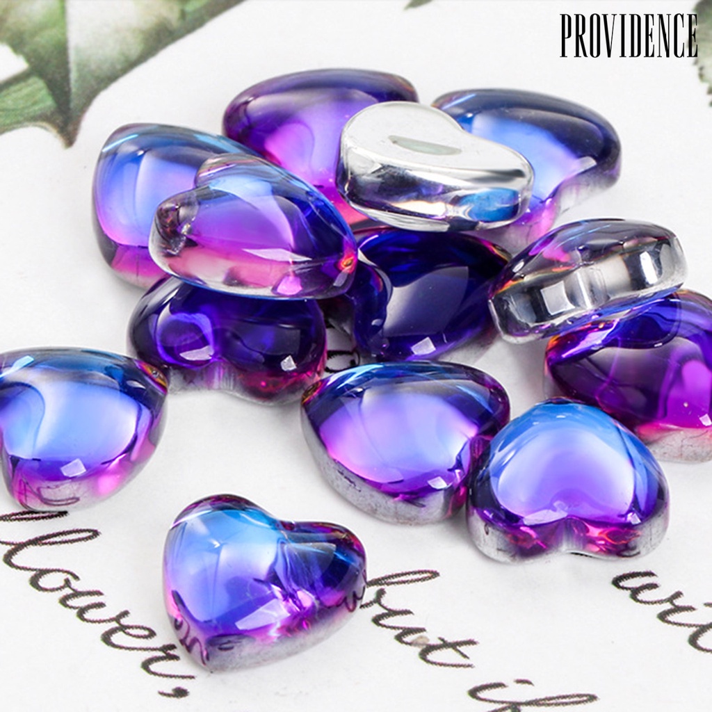 Providence 50Pcs / Set Hiasan Kuku Bentuk Hati Bahan Kaca Untuk Dekorasi Nail Art / Manicure DIY