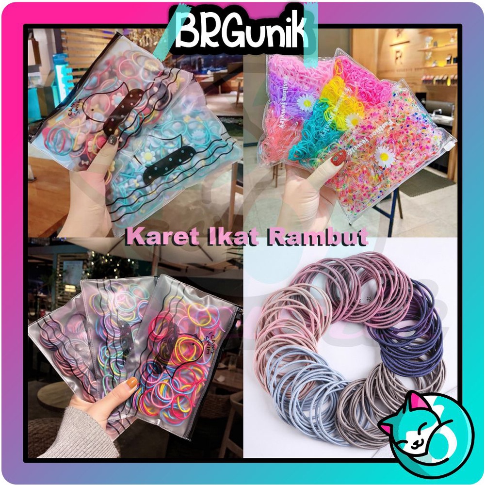 BRGUNIK Ikat Karet Rambut 500pcs 100pcs 20pcs Warna Polos Gaya Korea Free Bag / Ikat Rambut Elastis Ikat Rambut Jadul R209 R398 R547