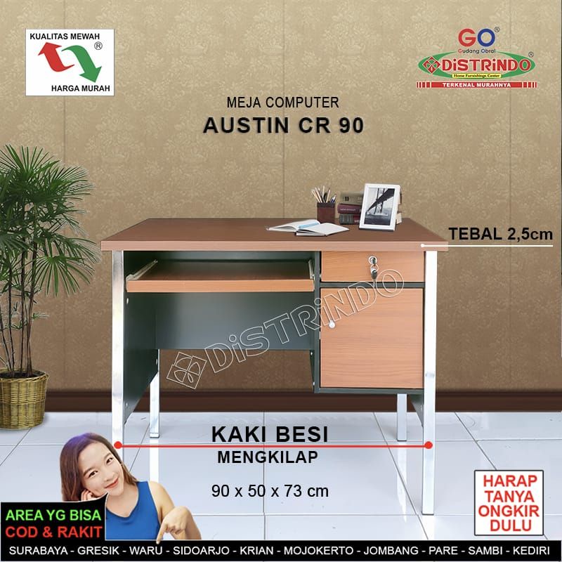 DISTRINDO Meja Komputer  Minimalis / Meja Kerja Kaki Besi