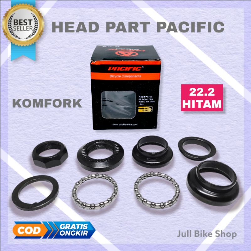 Headset pacific hitam sepeda kom fork standard fixie mtb komfork stem head part 22.2 bmx anak