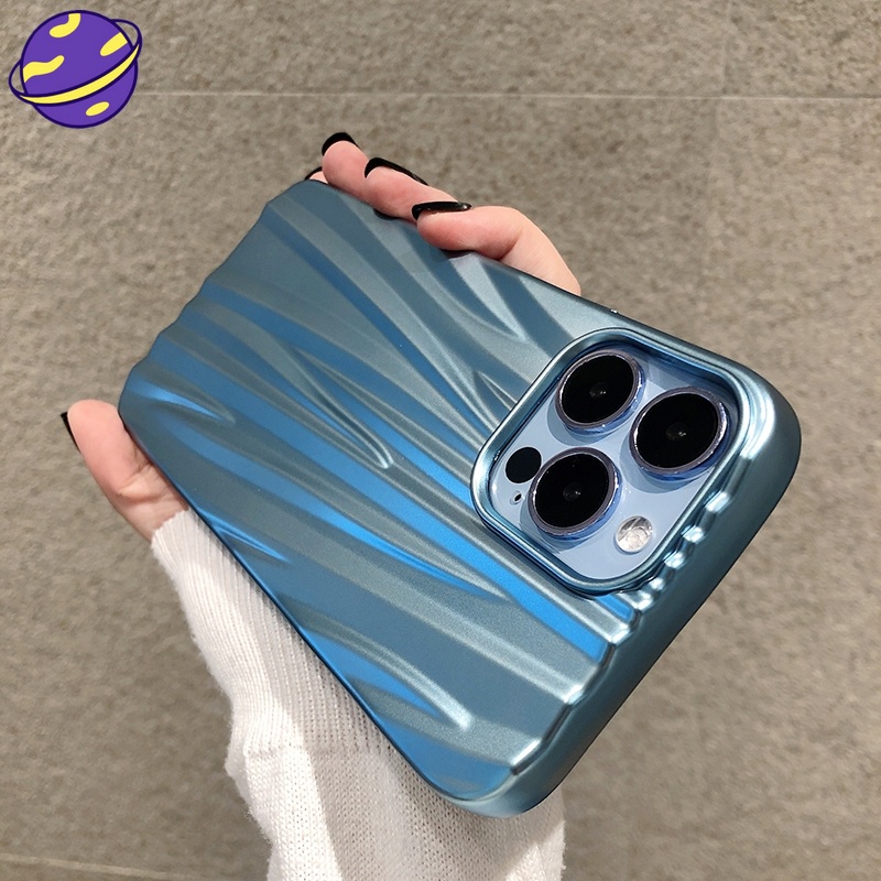 Case Matte Plating Desain Tirai Lipatan Untuk iPhone 13 12 11 Pro X XS MAX XR