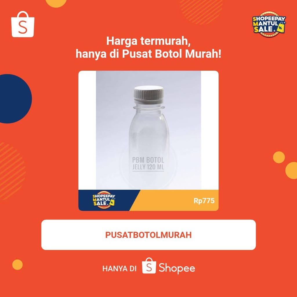 Botol Plastik 120 Ml - Putih. Botol jelly 120 Ml