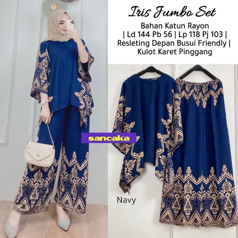 iris jumbo set by Sancaka one set by ORI Naura//dres setelan Waka waka