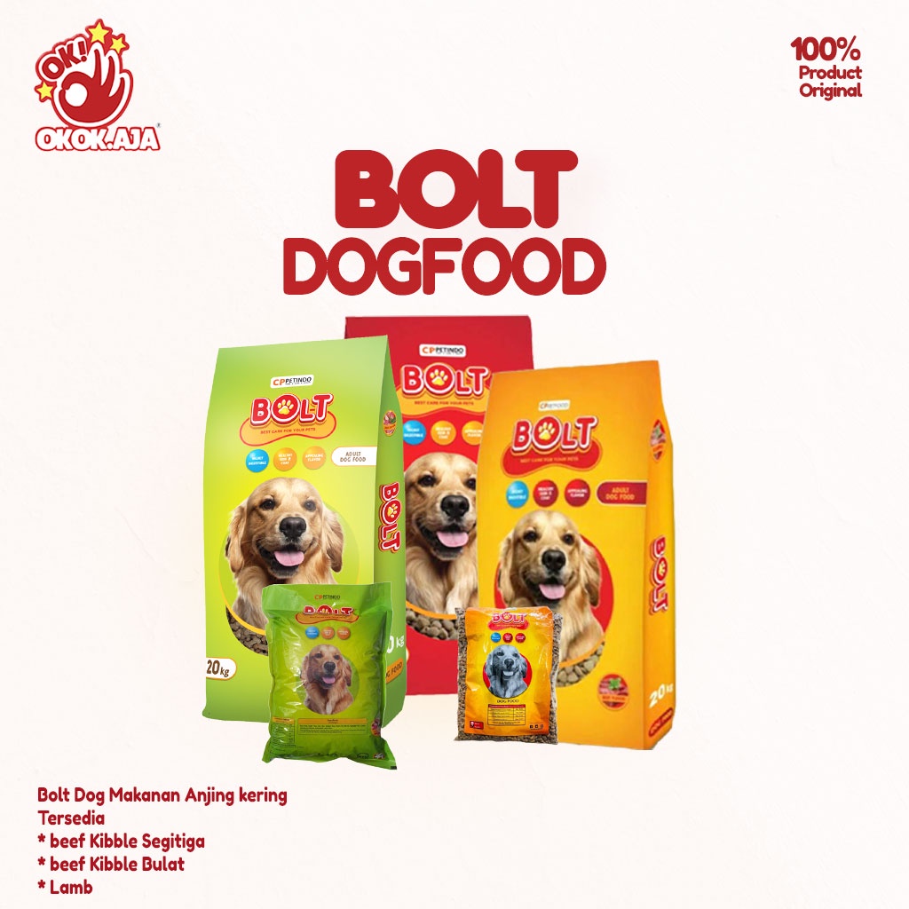 Makanan anjing kering premium murah BOLT DOG kemasan 1kg nett