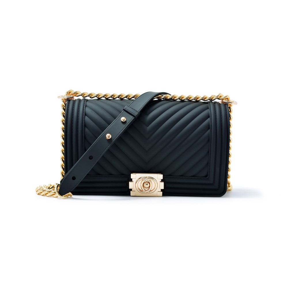 TAS CHANEL BOY CHEVRON JELLY MATTE IMPORT / BATAM (FREE SYAL DAN BONEKA)