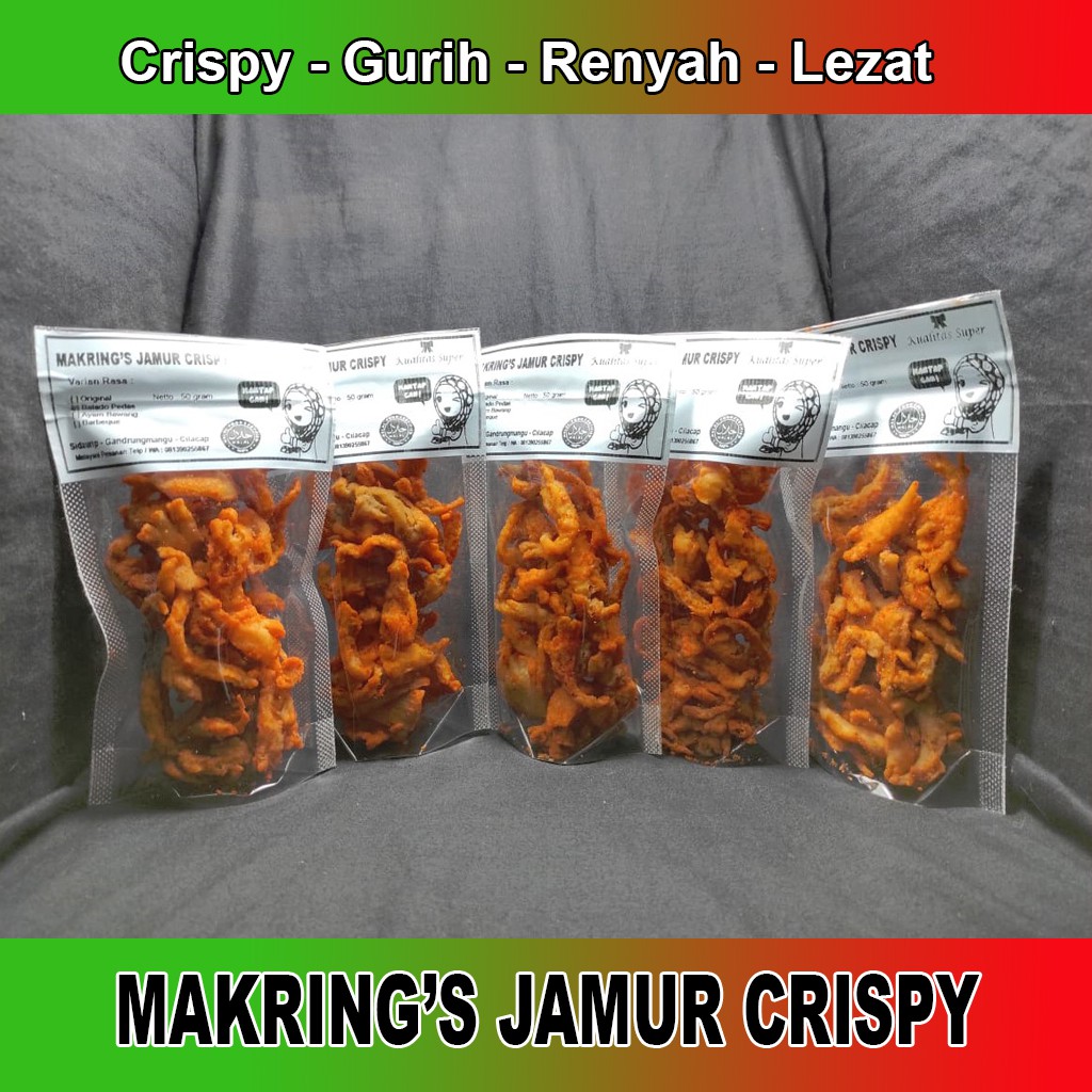 

MAKRING'S Makanan Ringan Jamur Crispy Lezat Gurih Nikmat Rasa Balado Pedas Manis Barbeque