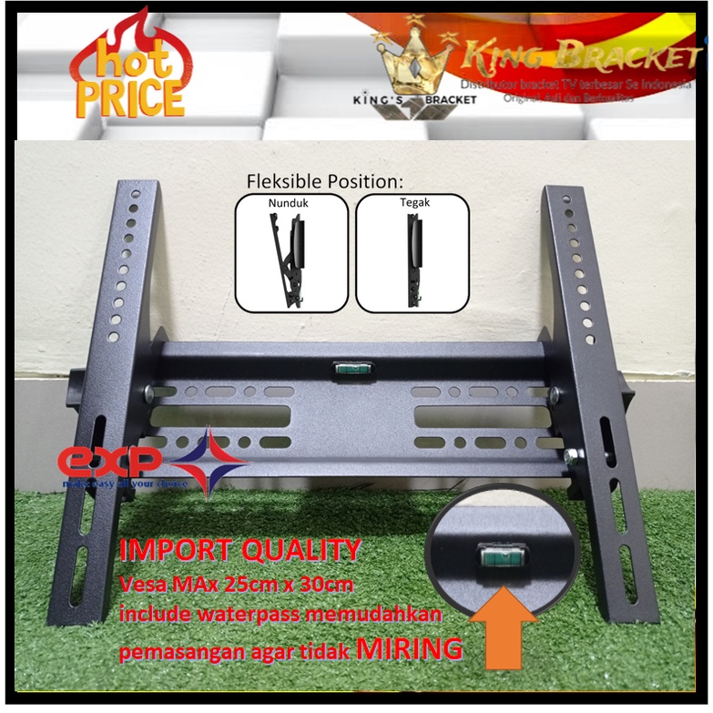 Bracket TV LG 21&quot; s/d 40&quot; waterpass GARANSI 100% COCOK!!! IMPORT QUALITY