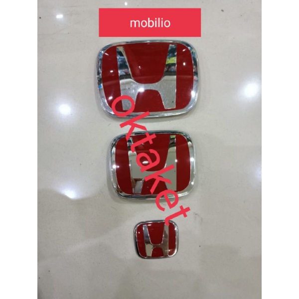 emblem / logo honda merah chrome depan belakang stir mobilio ori