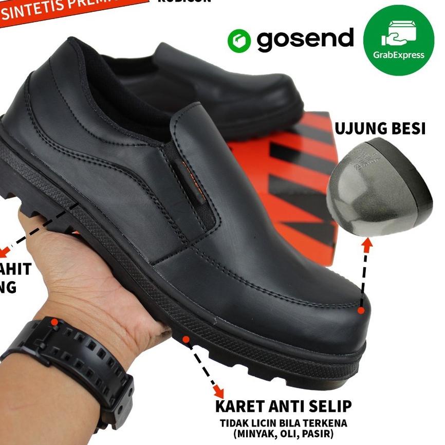 ❉ Sepatu Safety Septi Septy Sefti Safty Sefty Shoes Pria Slip On Slop Tanpa Tali ←