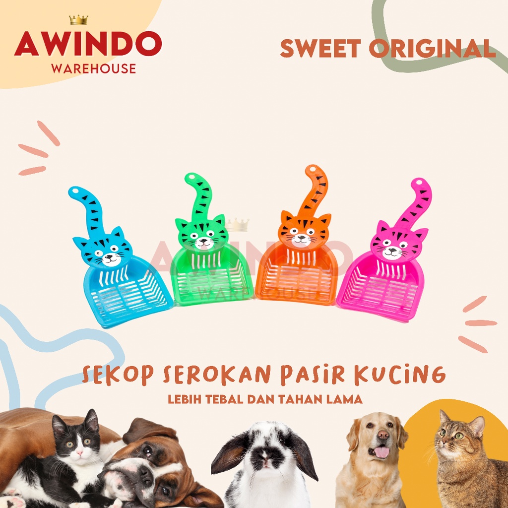 SEROKAN PASIR KUCING MOTIF 4 - Sekop Skop Pasir Kotoran Kucing Anjing Kelinci Cat Litter Scoop