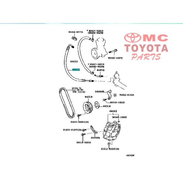 Selang power Steering Hose Pressure Toyota Kijang Diesel 44411-38050