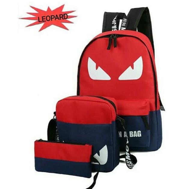 Tas Sekolah Anak Cowok Pria Laki-Laki Set 3in1 - Biru Muda