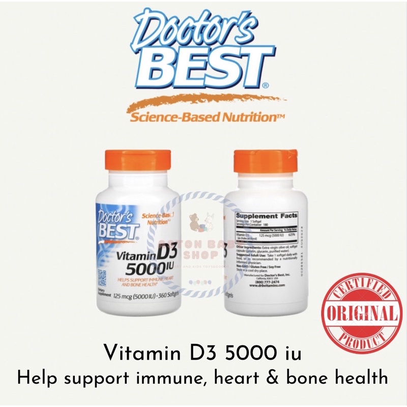 Doctor’s Best Vitamin D3 5000 iu 360 softgels Original Guaranteed Doctors best vitamin d3 vegan