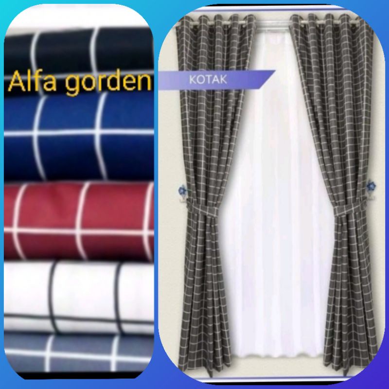 Gorden Motif Kotak Minimalis Hordeng Smokring Mirah Korden Kolongan Hordeng Bahan Kain Katun Murah V