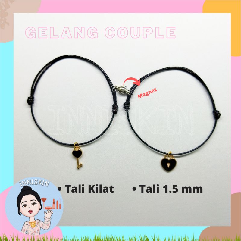 Gelang Couple Kunci / Gelang Pasangan 1 Pasang / Gelang Korea / Gelang Liontin / Liontin Gelang / Lock / Kunci / Gelang Korea Pasangan