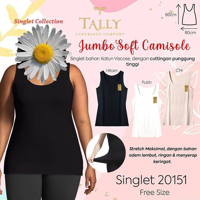 TALLY JUMBO 20151 Singlet Tank top Polos Wanita Nyaman dipakai