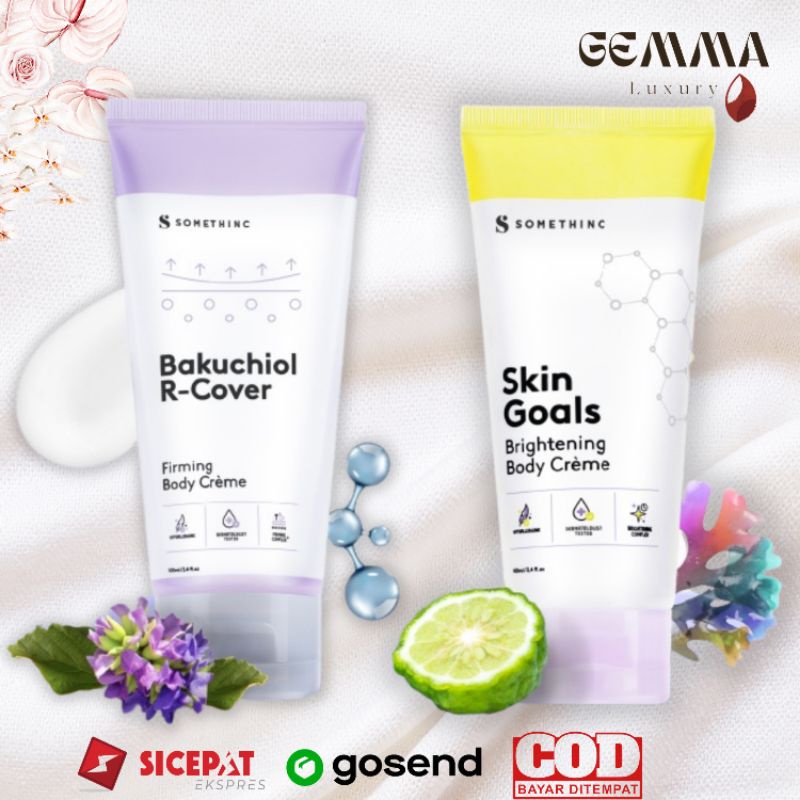 (GOSEND/COD) SOMETHINC BAKUCHIOL R-COVER FIRMING BODY CREME - CREAM / LOTION MEMUDARKAN STRETCH MARK - SOMETHINC SKIN GOALS BRIGHTENING BODY CREME - BODY LOTION 4X MENCERAHKAN KULIT