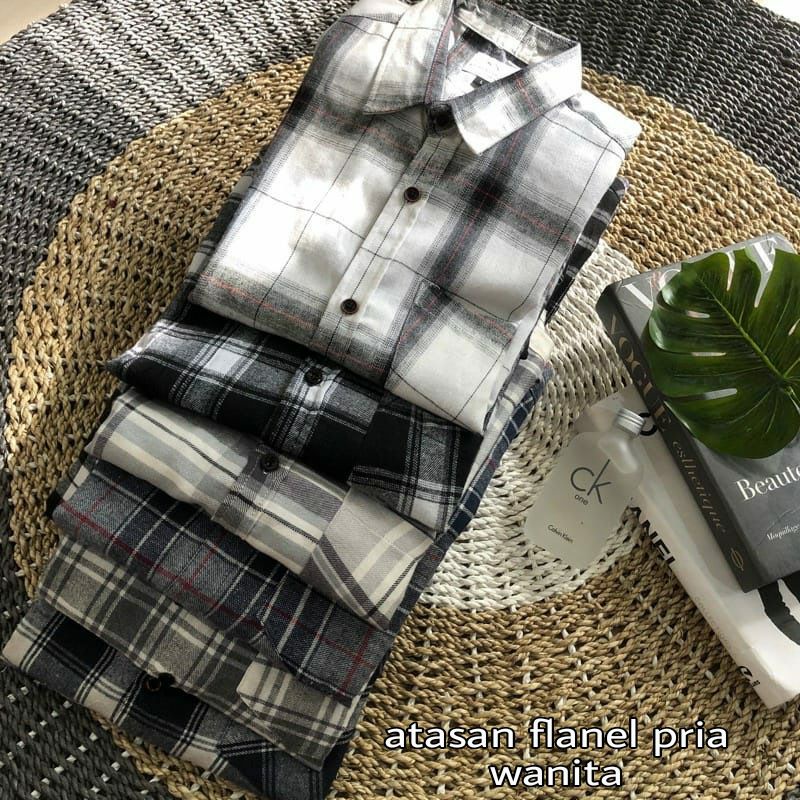 Kemeja Flanel Impor Pria Kualitas Premium Lengan Panjang Motif Kotak Kotak Unisex Hem Flannel Baju Flanel Pria Wanita