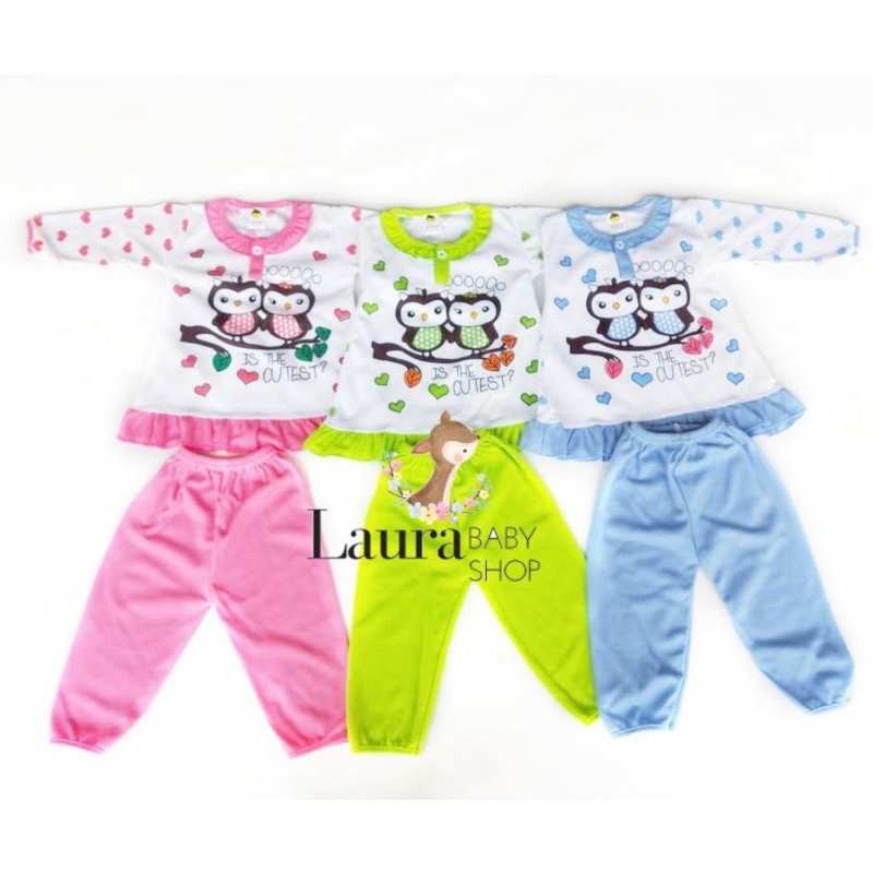 Setelan Baju Bayi Piyama Bayi Panjang Perempuan OWL RIFKY 6-12 bln