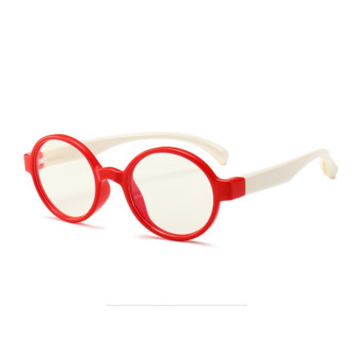 Kacamata Anak Anti Radiasi HP Blue Ray Original Bulat Lentur Lensa Kacamata Perempuan Laki Laki Ori-3. Merah Putih