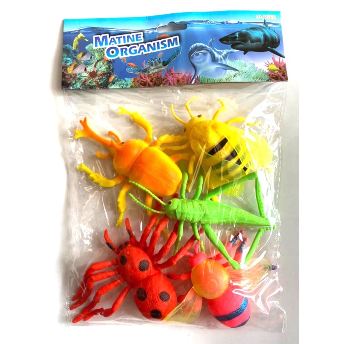 Mainan Serangga Karet 5Pcs | Mainan binatang Karet Biological Paradise