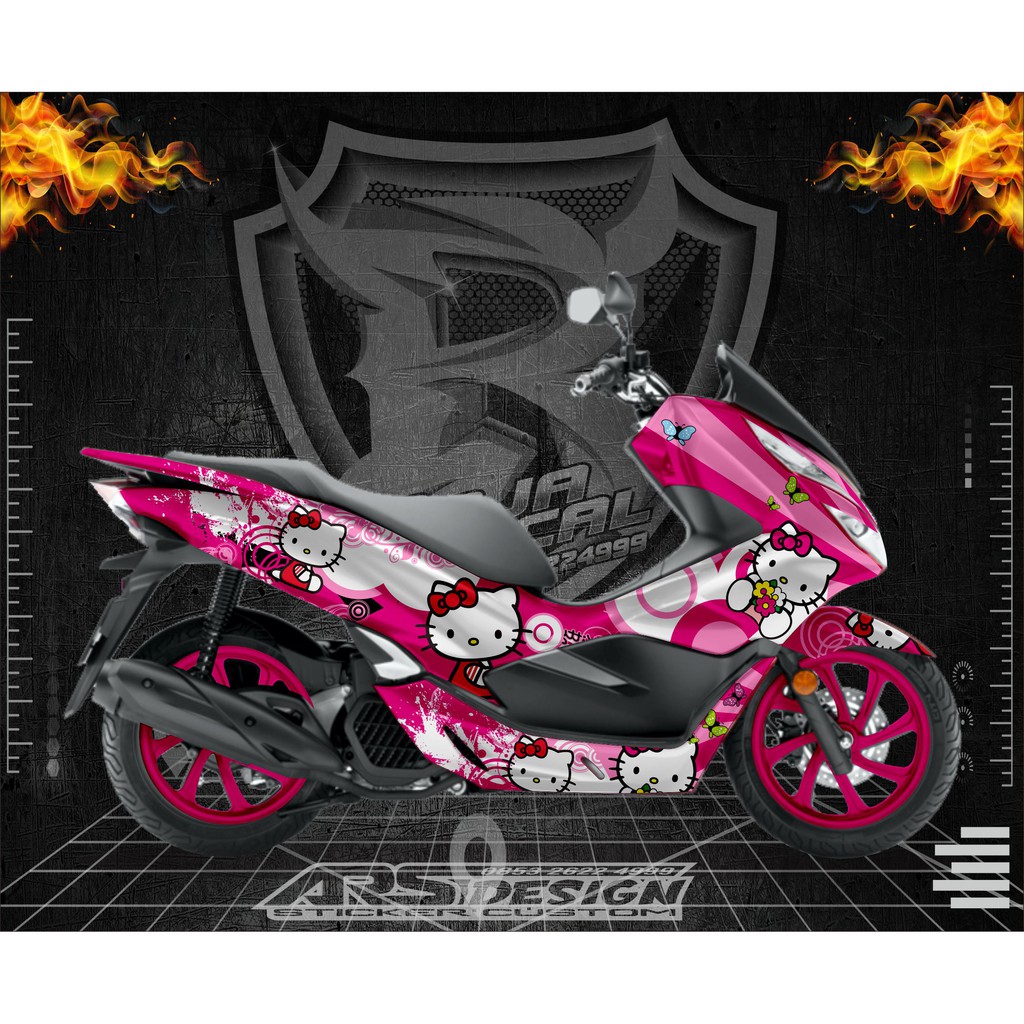 Decal Sticker Honda PCX 150 Fullbody Desain Hello Kitty