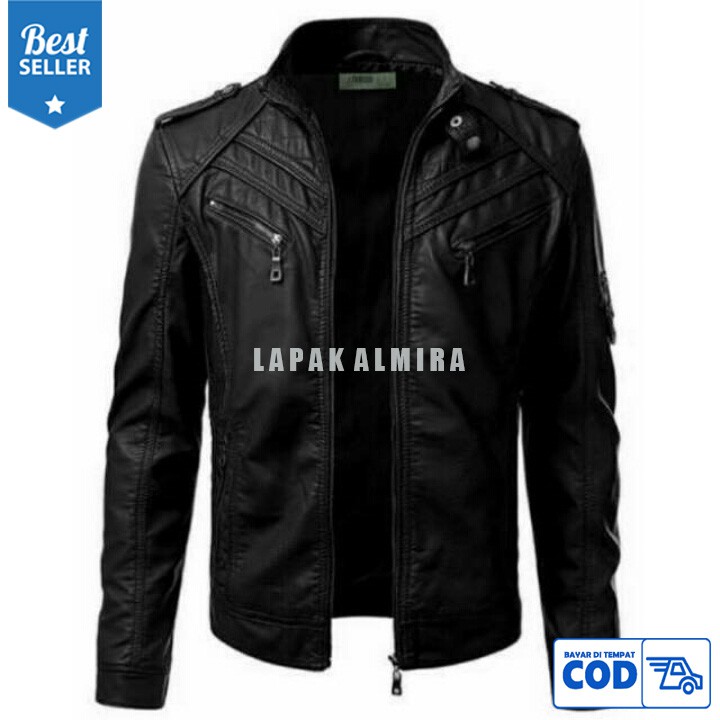 Jaket Kulit Sintetisn Pria Boy Anak Jalanan Warna HITAM