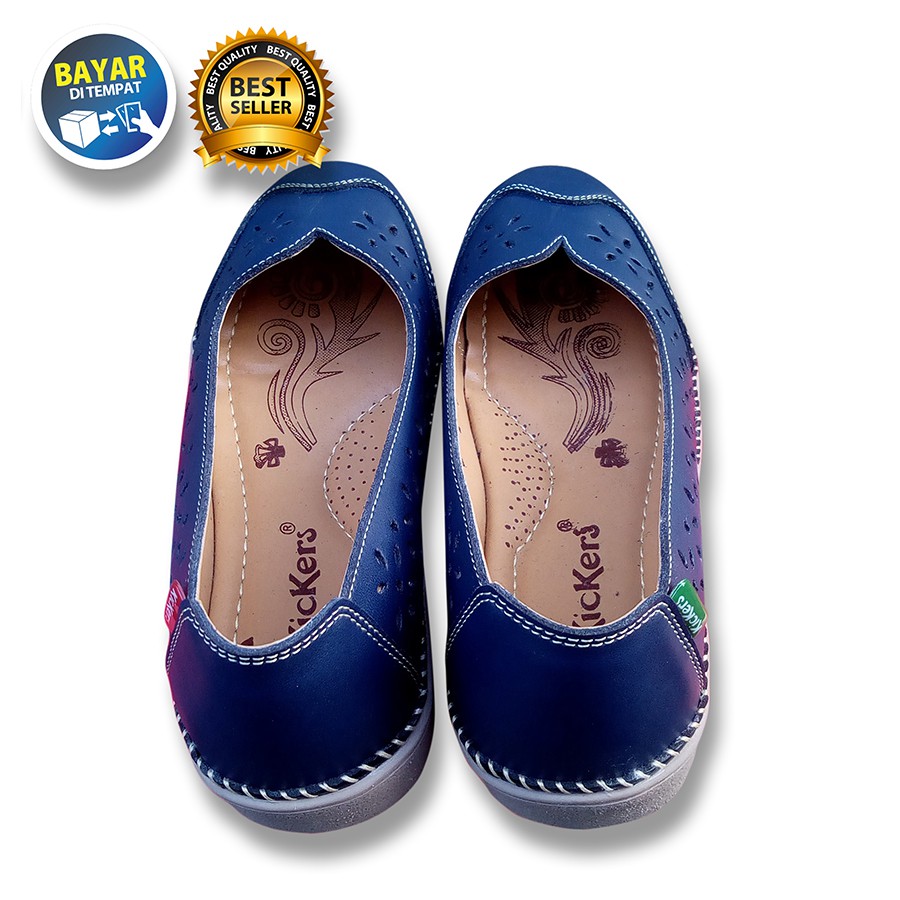 PROMO 4.4 MEGA SALE !! SEPATU BALET WANITA DEWASA BAHAN KULIT SAPI ASLI NAVY /SAKIPO