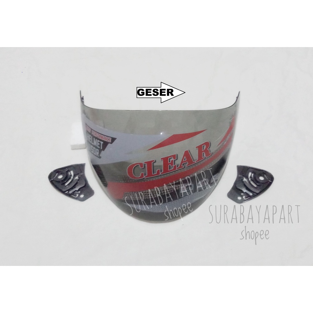 Kaca helm ink centro + kyt djmaru merk clear warna smoke (hitam)