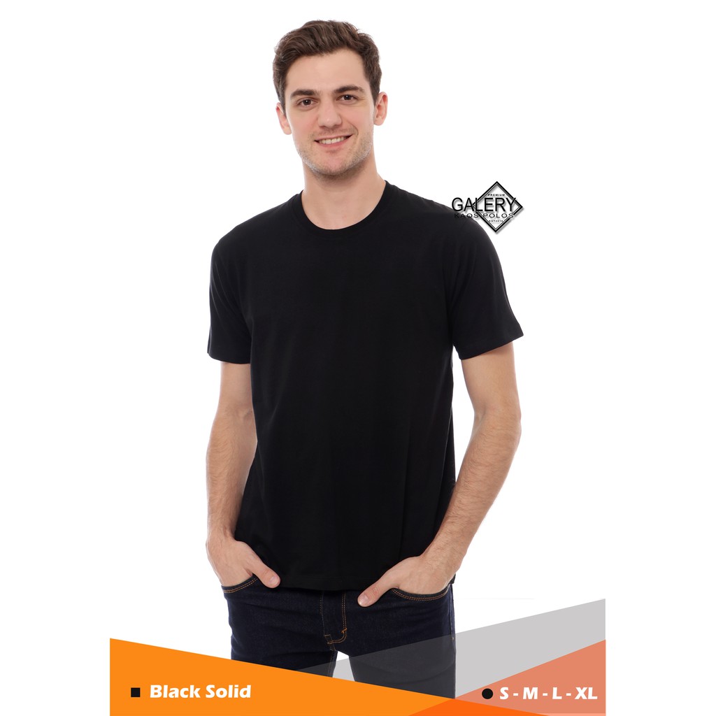 [LANGSUNG DARI PABRIK] [HARGA RESELLER] Kaos Polos Bahan Cotton, Combad 30s Unisex Cewek Cowok Casual-Black Solid