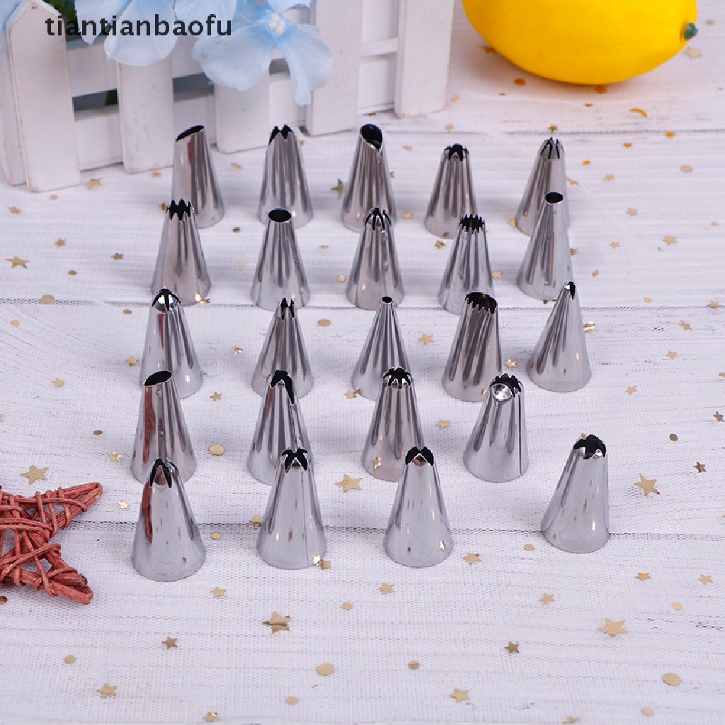 24 / 36 / 48pcs / Set Kotak Alat Nozzle Icing Piping Bahan Stainless Steel Untuk Dekorasi Kue