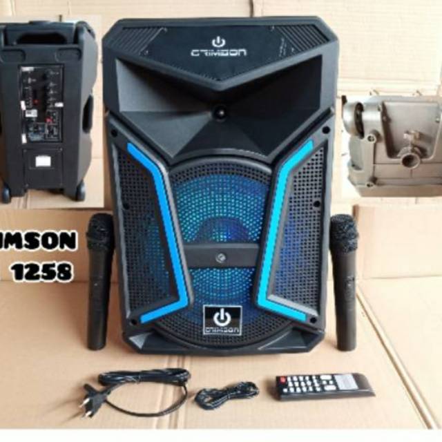 SPEAKER MEETING PORTABEL WIRELESS 12INCH CRIMSON CR 1258 GARANSI RESMI