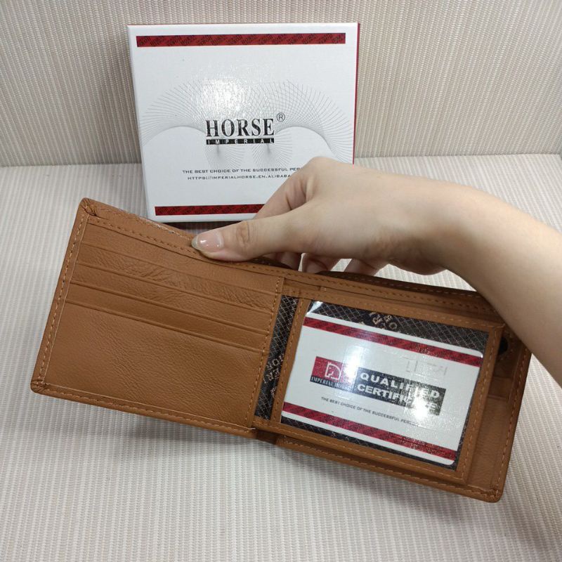 Dompet lipat Imperial Horse kulit asli polos 088#