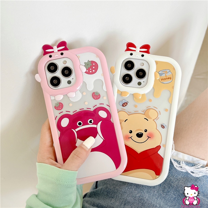 Soft Case Bahan TPU Desain Winnie The Pooh Strawberry Untuk Vivo Y35 Y22 Y12 Y15s Y01 Y50 Y30 Y11 Y33S Y21 Y12i Y17 Y20i Y12s Y20 Y21 Y21 Yt Y21S Yt1S Y33S Y21S Y21T