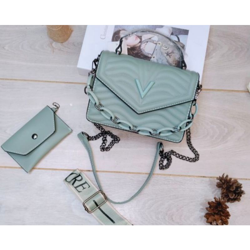 Promise Bag's shop-Tas Wanita Import 3Tali B3544 (Bs COD)  2kg muat 3Pcs