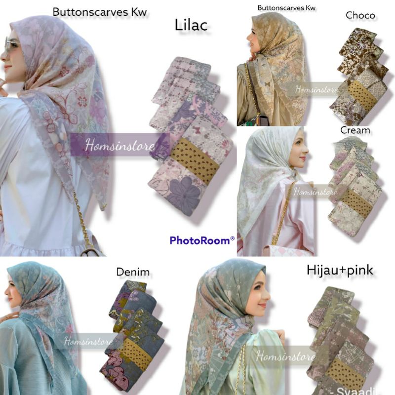 HS Jilbab Hijab Voal Motif Premium Buttonscarves Kw
