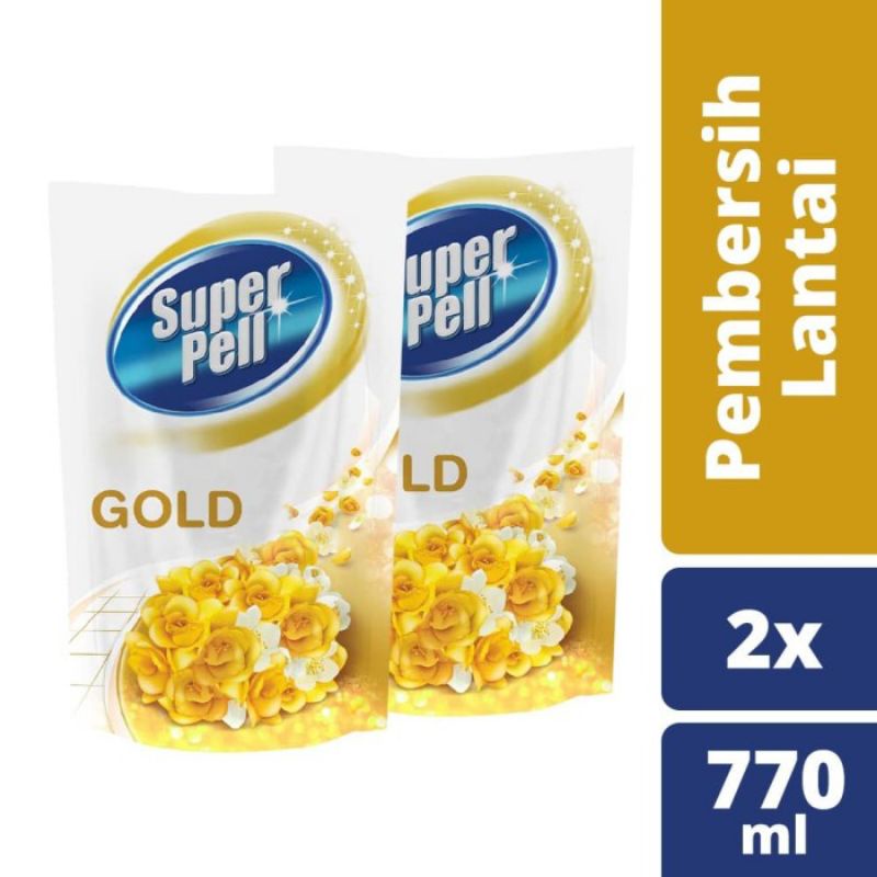 Super Pell Pembersih Lantai Harum Gold 770 Ml Twin Pack