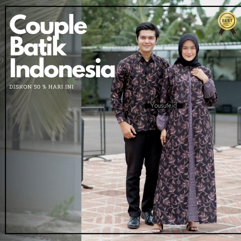 Couple Batik Pasangan Bahan Katun Model Cardy Menyatu Resleting Depan Seragam Pernikahan Hajatan Kantor Kerja Keluarga Casual Formal Kode CDH01