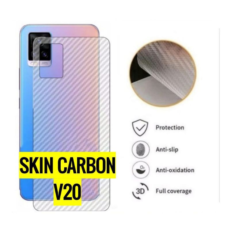 0Skin / Garskin / Sticker / Anti Jamur type hp, VIVO V20 Carbon Fiber Pelindung belakang hp anda dari kotoran yang bisa membuat rusak belakang hp anda,,