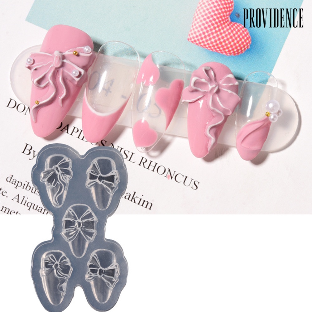 Providence Bowknot Love Heart Nail Ornament Carving Mold Fingernail Decor Stamping Stencil