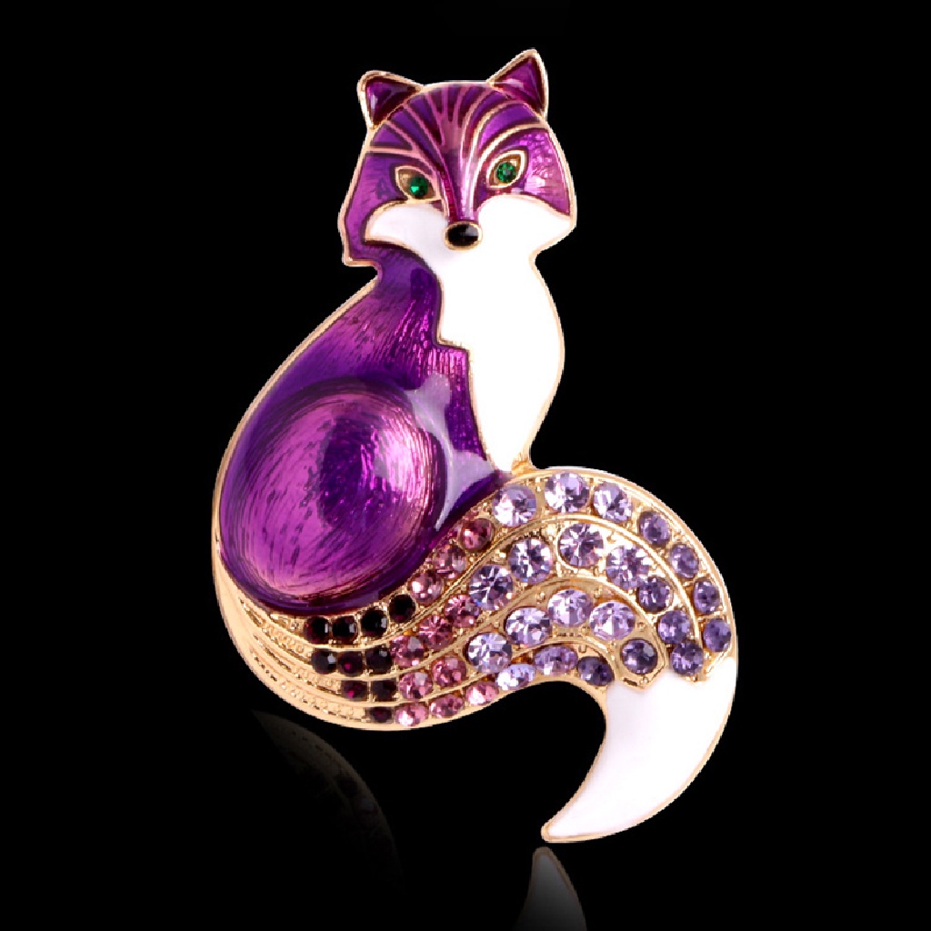 Bros Bentuk Rubah Aksen Berlian Imitasi Gaya Kasual Untuk Wanita