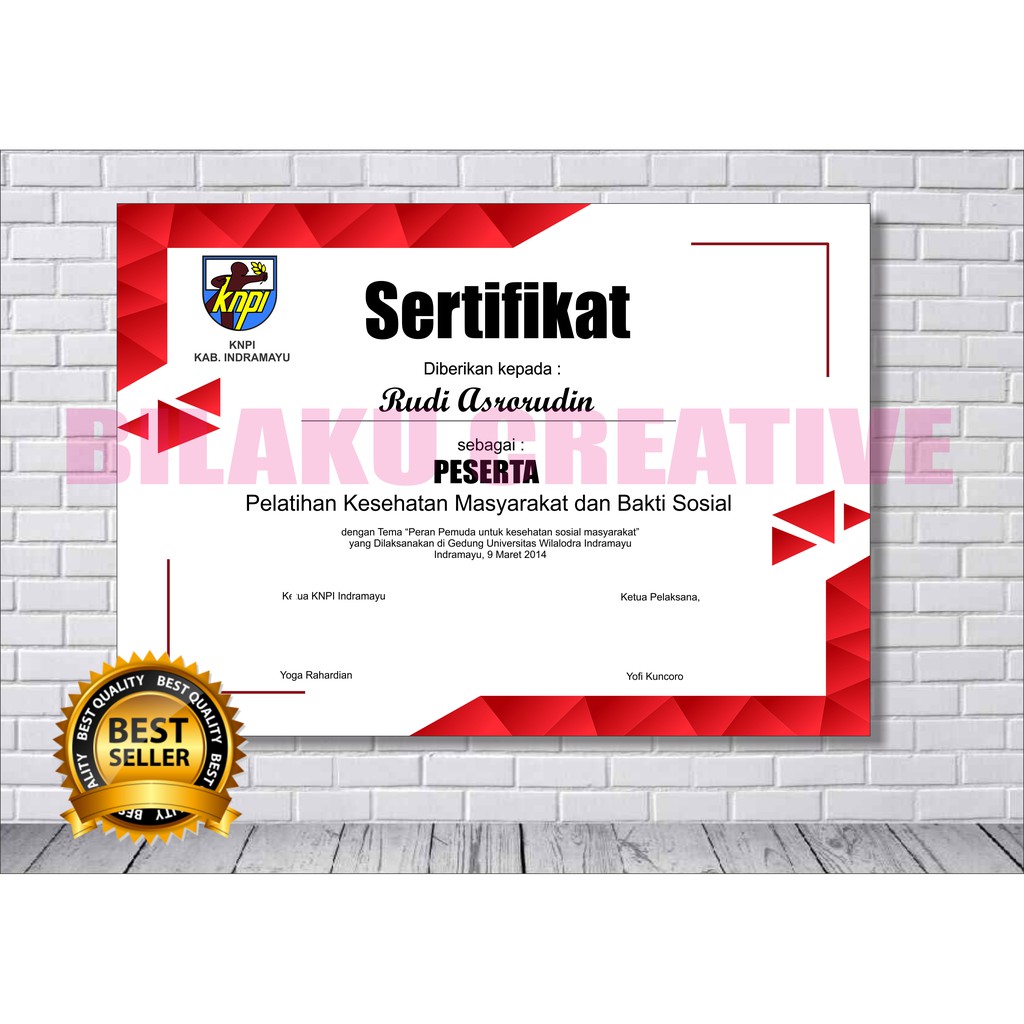 

CETAK SERTIFIKAT/PIAGAM SBC 002