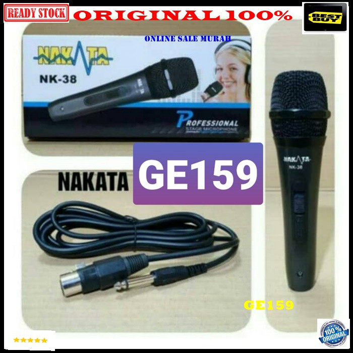 G159 Original 100% nakata Mic kabel Microphone cable mik karaoke mikrophone vocal vokal audio sound system pengeras suara pro profesional dynamic ktv live musik asli music  Bisa ke SEGALA ALAT AUDIO  TIDAK MENGGUNAKAN BATERAI HEMAT ENERGI  GARANSI UANG KE