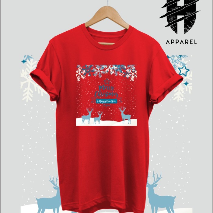 BAJU - KAOS NATAL TAHUN BARU - TSHIRT CHRISTMAS HAPPY NEW YEAR MDL14