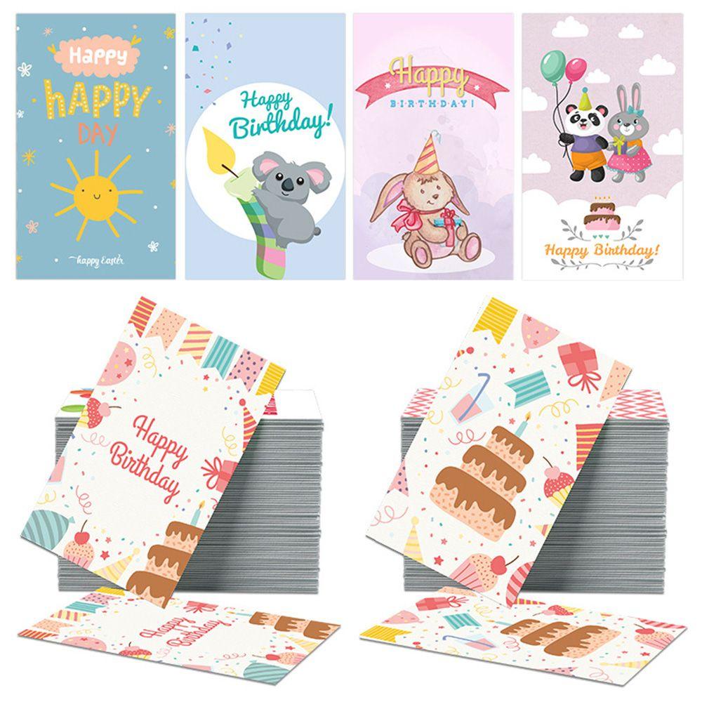 Solighter 30PCS Paket Kartu Happy Birthday Insert Bungkus Kado Undangan Cardstock Kartun Hewan