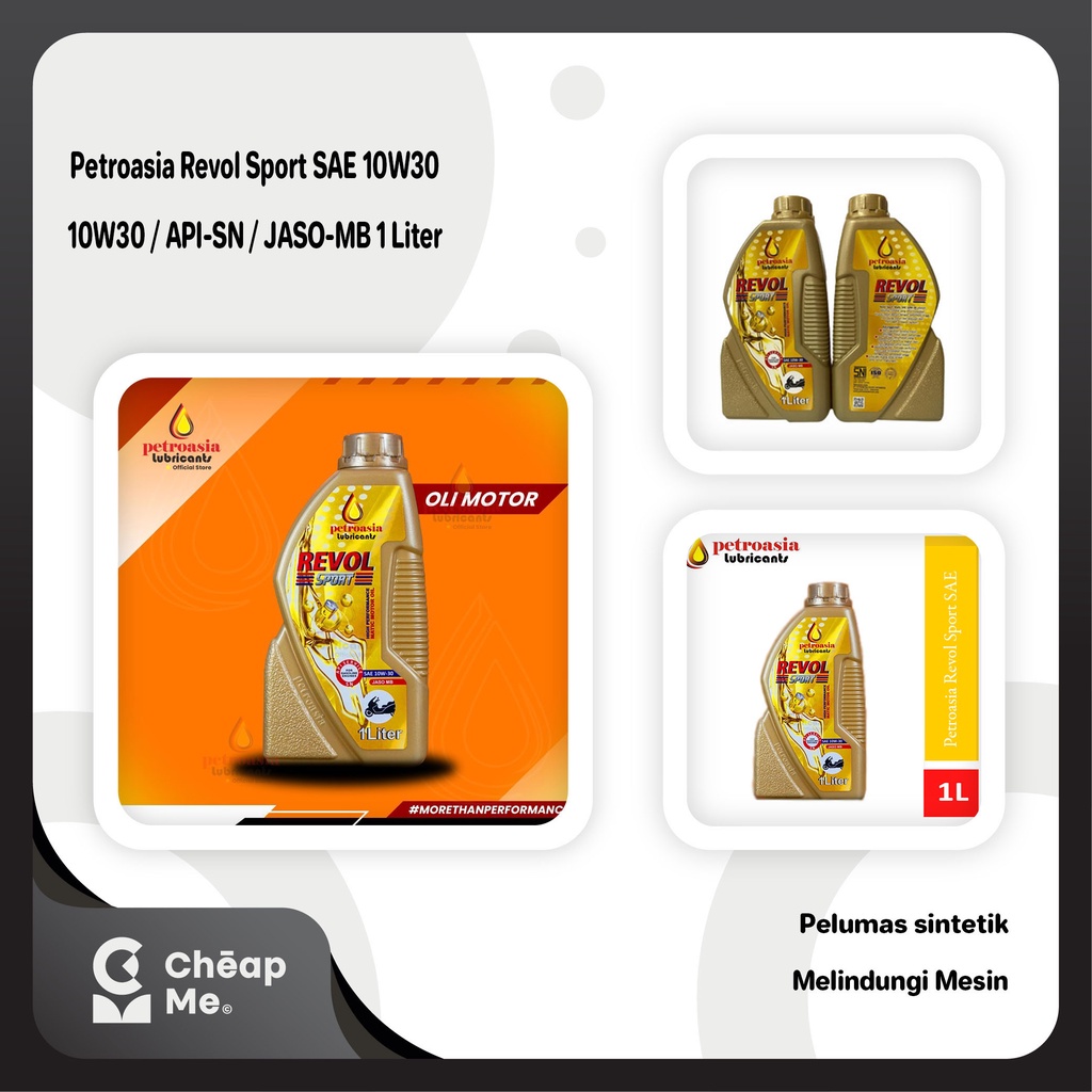 Oli Motor Petroasia Revol Sport SAE 10W30/API-SN/JASO-MB 1 Liter SNI / Cairan oli Motor 1 Liter Revo