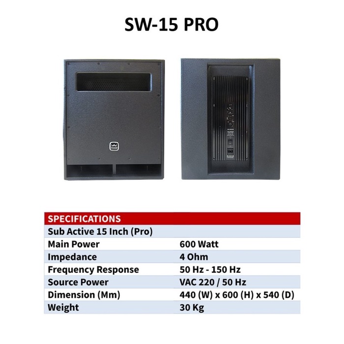 speaker subwoofer active wisdom 15 inch SW-15 PRO